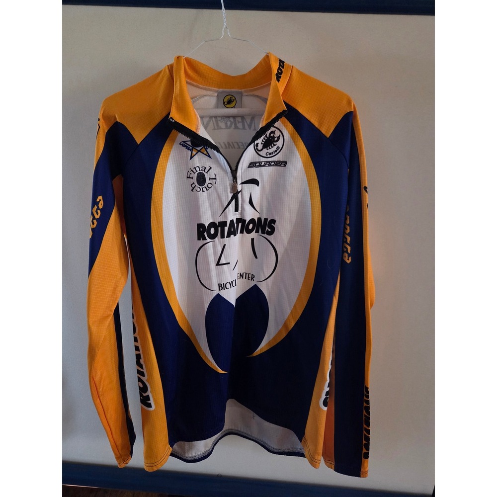 Castelli Rotations Bicycle Center Cycling Jersey Mens Long Sleeve Yellow Blue